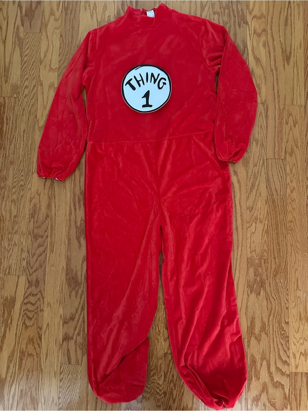 Adult Red 'Thing 1' One-Piece Costume